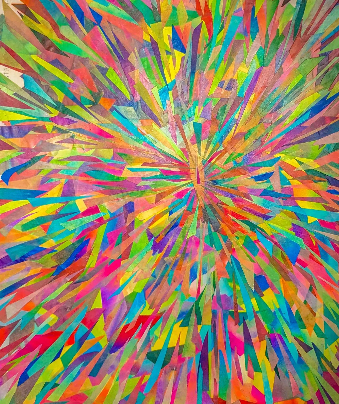 Prismatic Collage (2024) by Haiiileen – geometric color explosion made from Aura Mirror fragments.